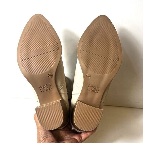 Time and Tru Ankle Heel Boots Women's Size 10 Ivory Slouch Synthetic Memory Foam - Picture 9 of 9